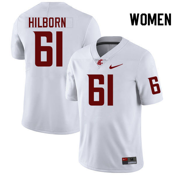 Women #61 Christian Hilborn Washington State Cougars College Football Jerseys Stitched-White